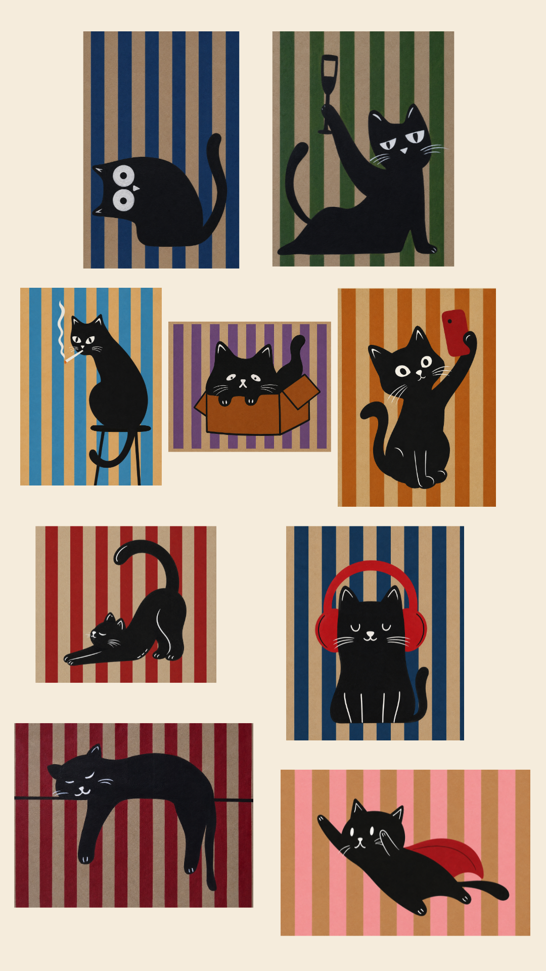 Black Cats Collection II (Set of 9)