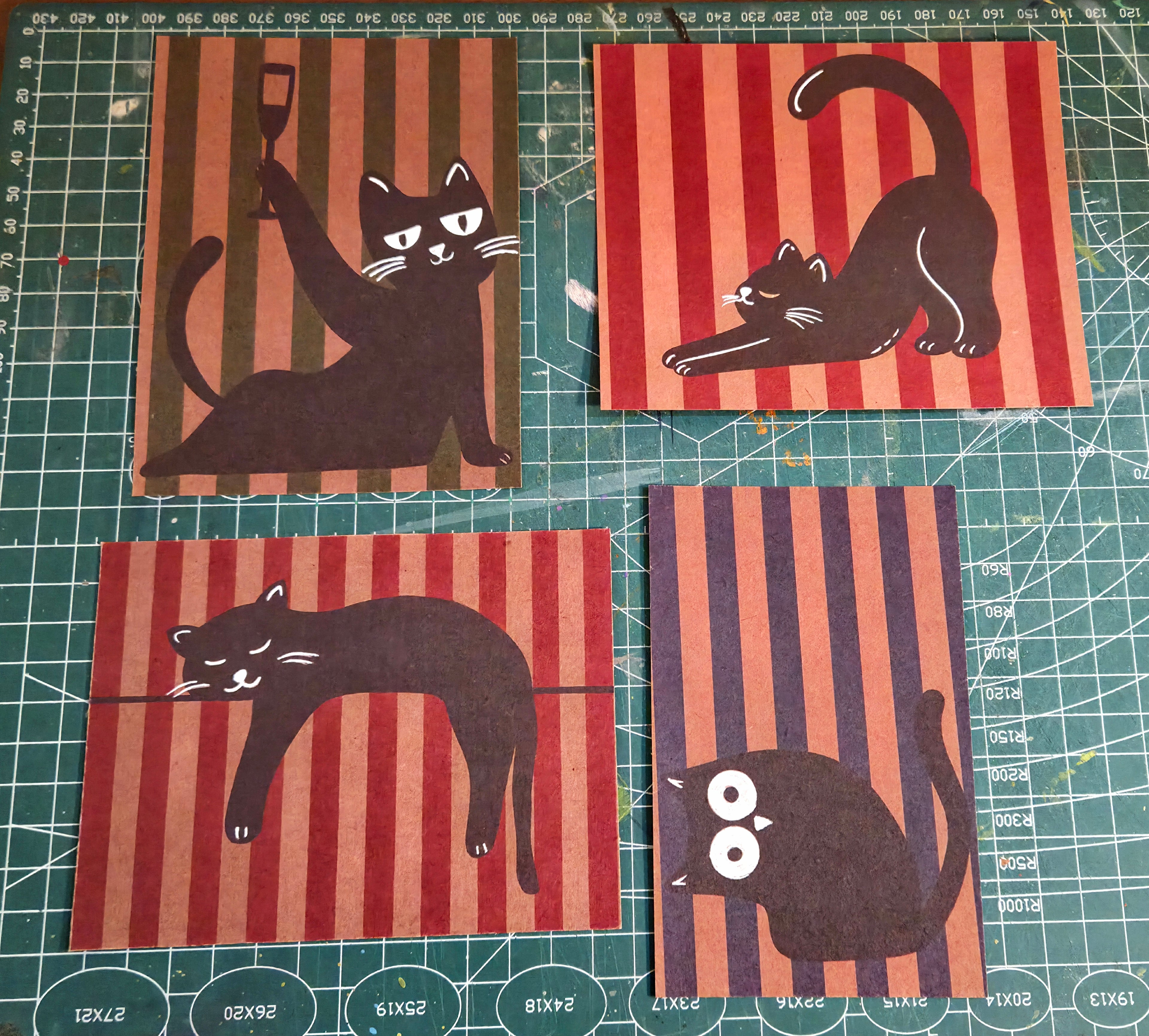 Set of 4 Cat Prints