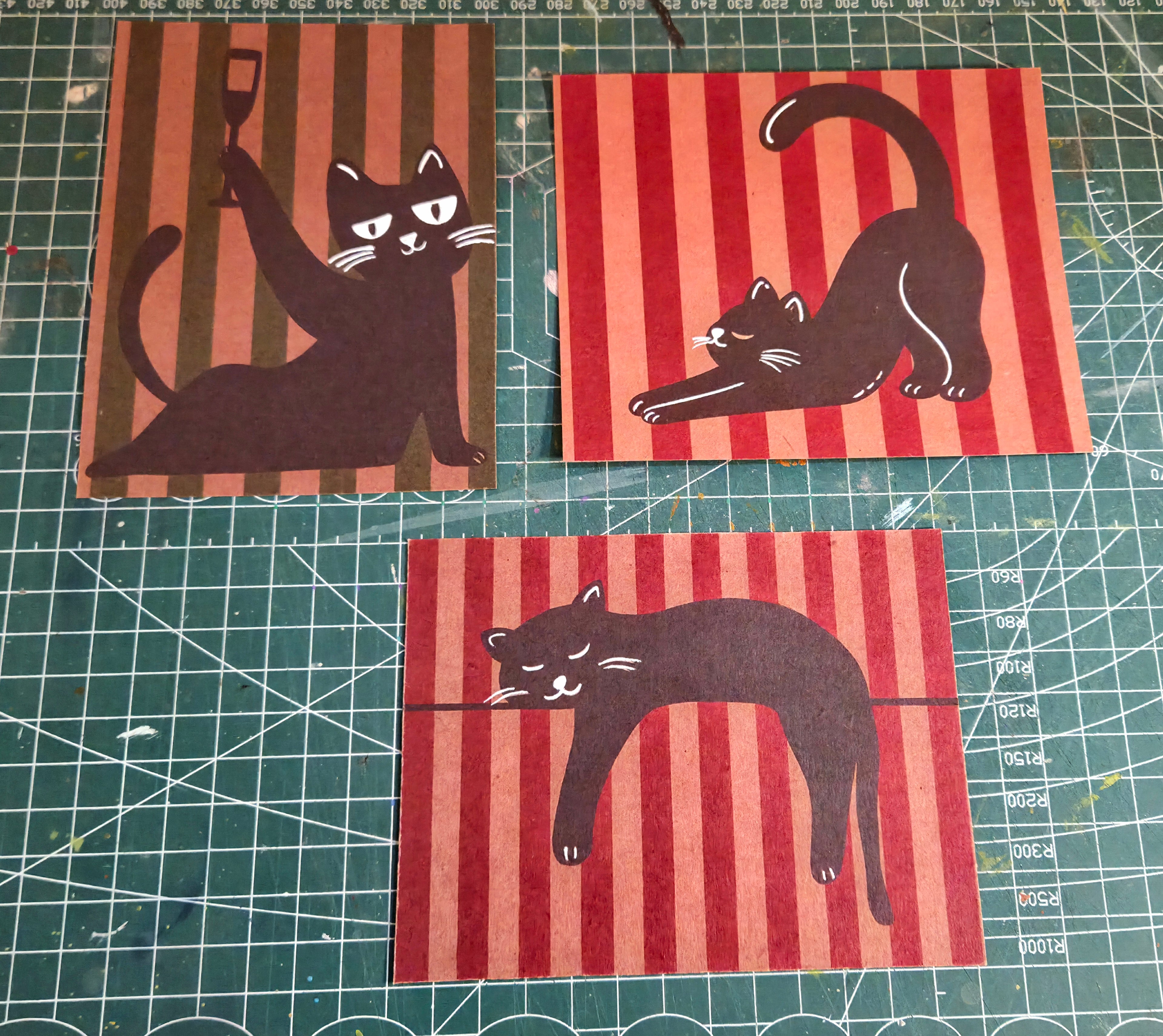 Set of 3 Cat Prints